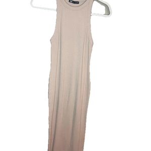 Zara Ribbed Tank Pink/Beige Maxi Dress Women’s Medium